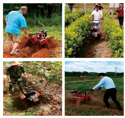 145*62*85cm Mini Power Tiller περιστρεφόμενος καλλιεργητής με λειτουργία τετρακίνησης